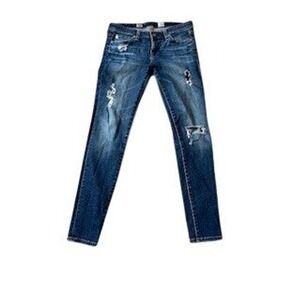 AG‎ Adriano Goldschmied Skinny Ankle Legging Jeans Distressed Blue Women 28R